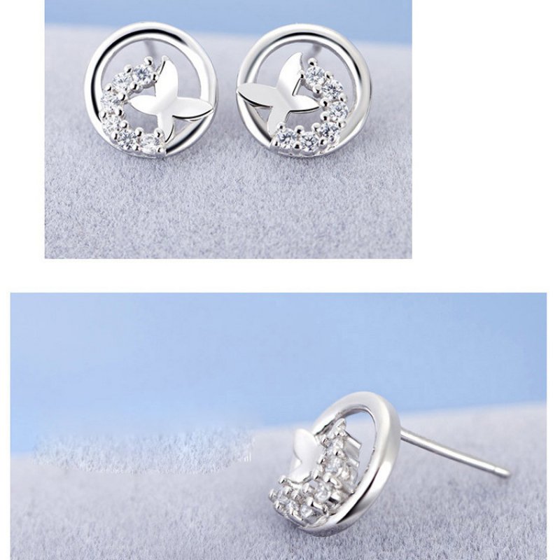 Love diamond-studded silver earrings temperament white copper earrings female heart-shaped earrings Love diamond-studded silver earrings temperament white copper earrings female heart-shaped earrings
