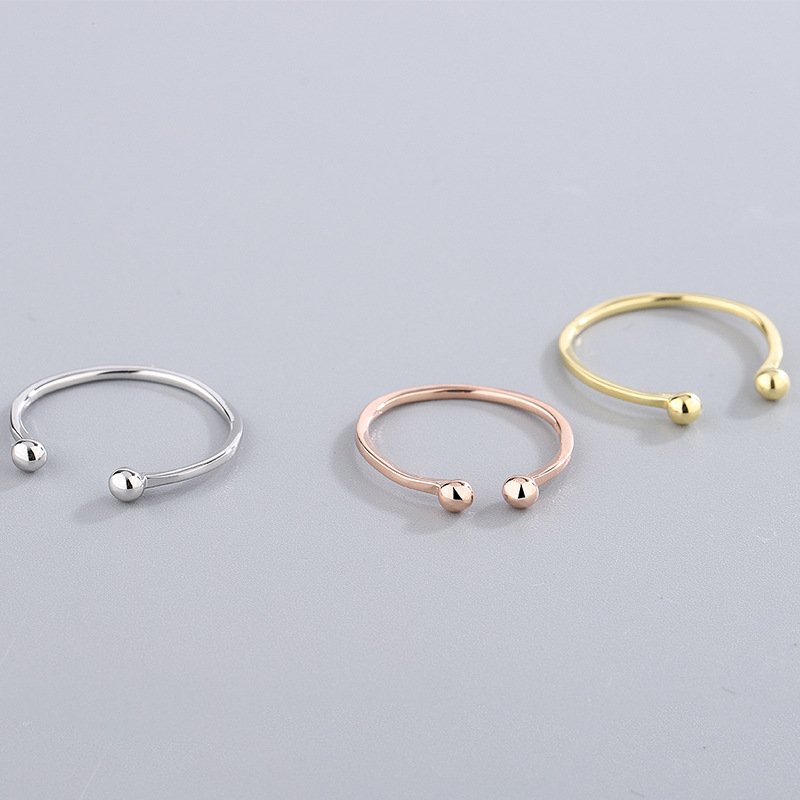 S999 sterling silver open ring female cold and trendy simple retro adjustable ring direct sale