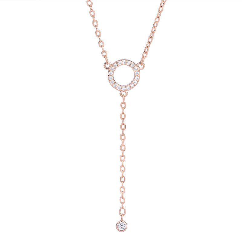 2020 new 999 sterling silver geometric circle necklace women's simple sweater chain temperament niche design items